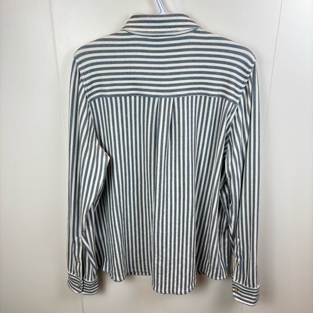 Faherty Navy Blazer Stripe Legend Sweater Shirt Women's XL Relaxed Super Soft - Picture 5 of 8
